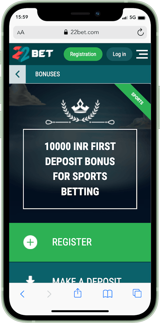 22bet bonus registration