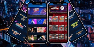 Betfred's casino shown across 4 phones screens