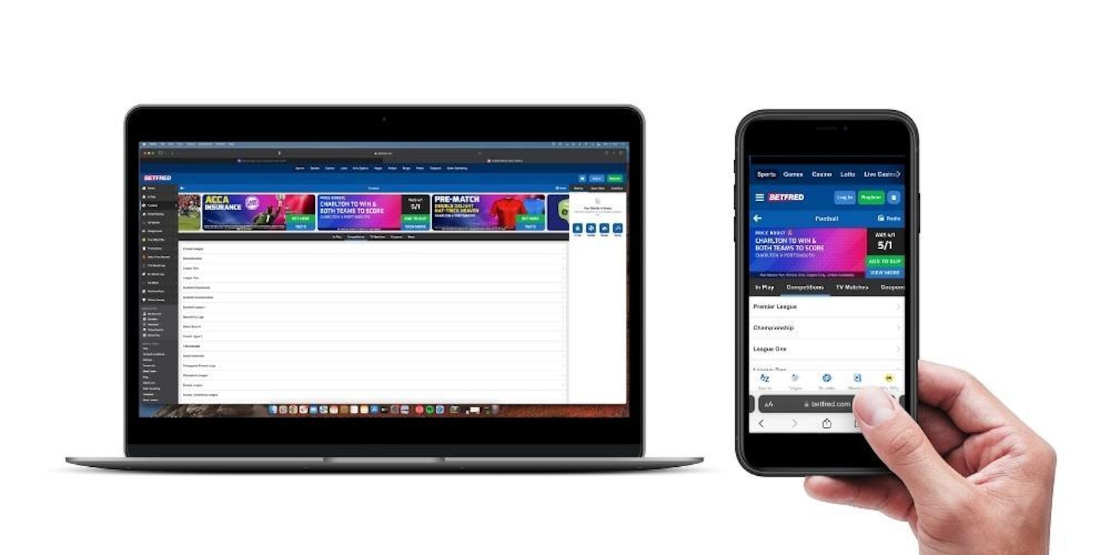 Betfred Football Homepage on Laptop and Mobile