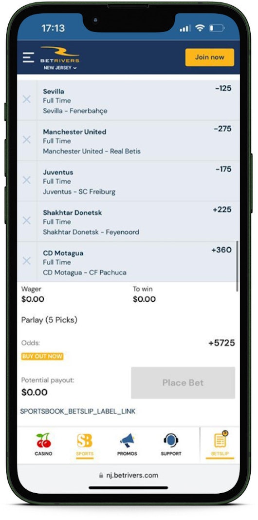 Betrivers Place a bet