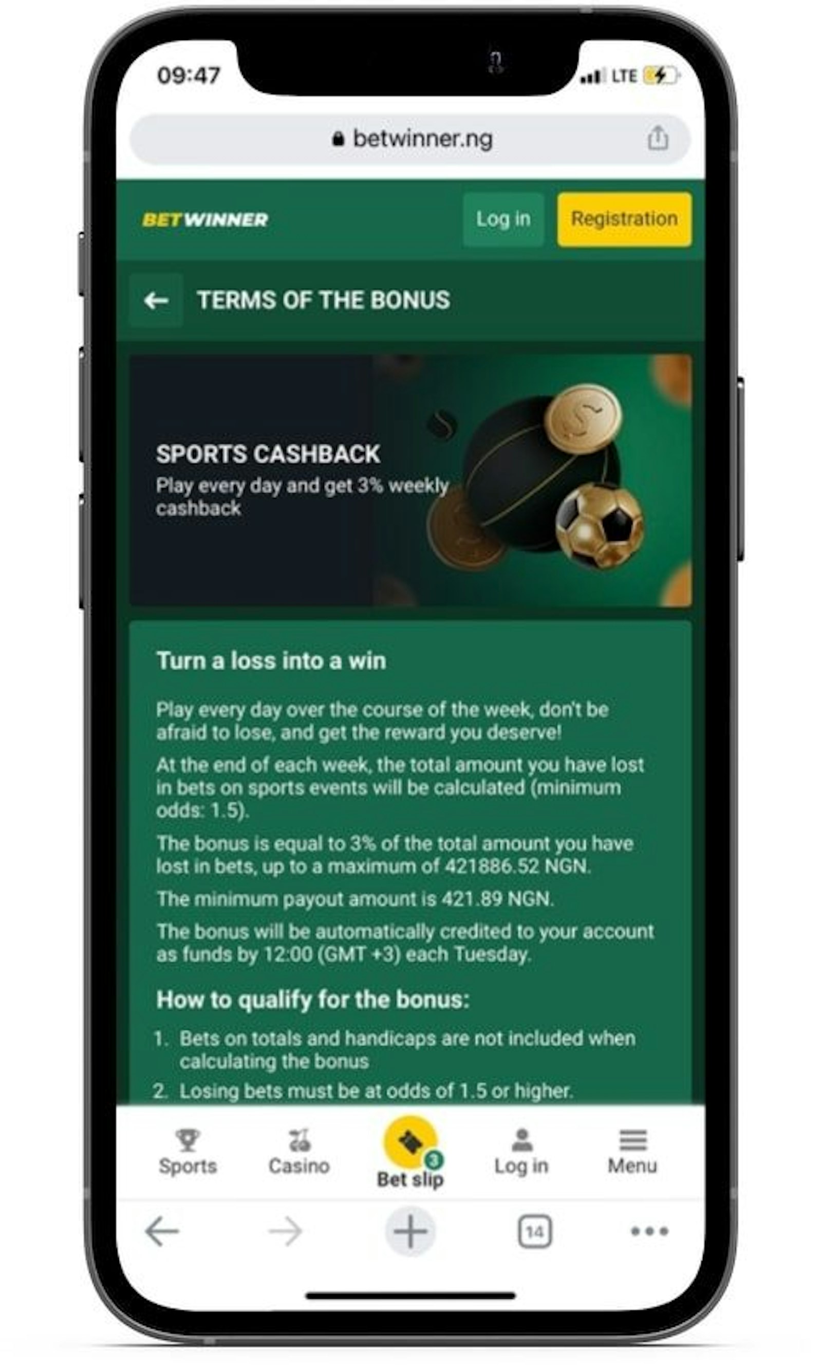 Betwinner Sportscashback