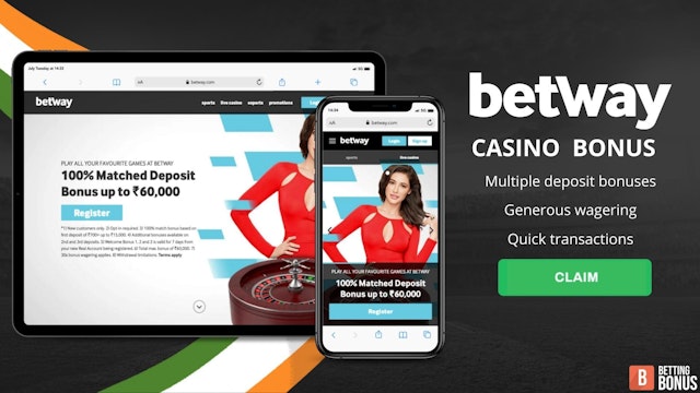 Image with claim button for the Betway Casino Bonus