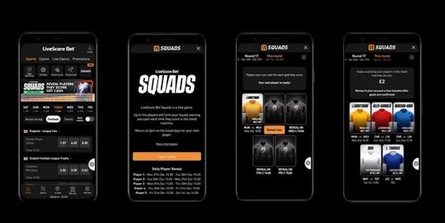 LiveScore Bet Squads Shown on Mobile