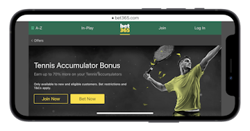 Screenshot showing Bet365 Tennis Accumulator bonus