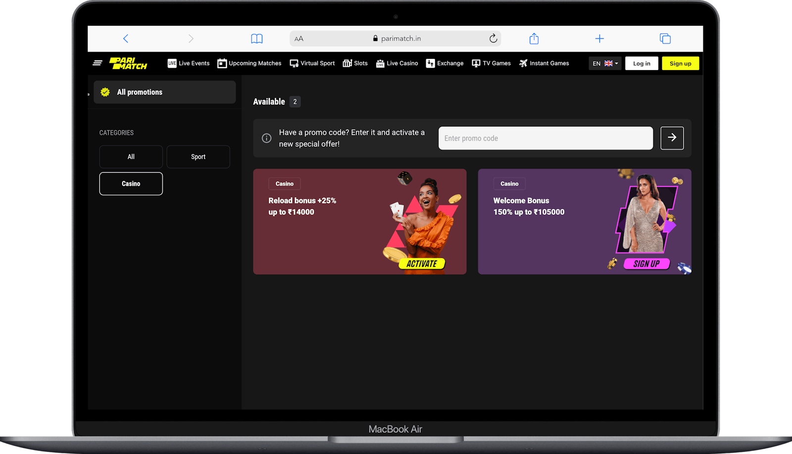 Parimatch casino bonus