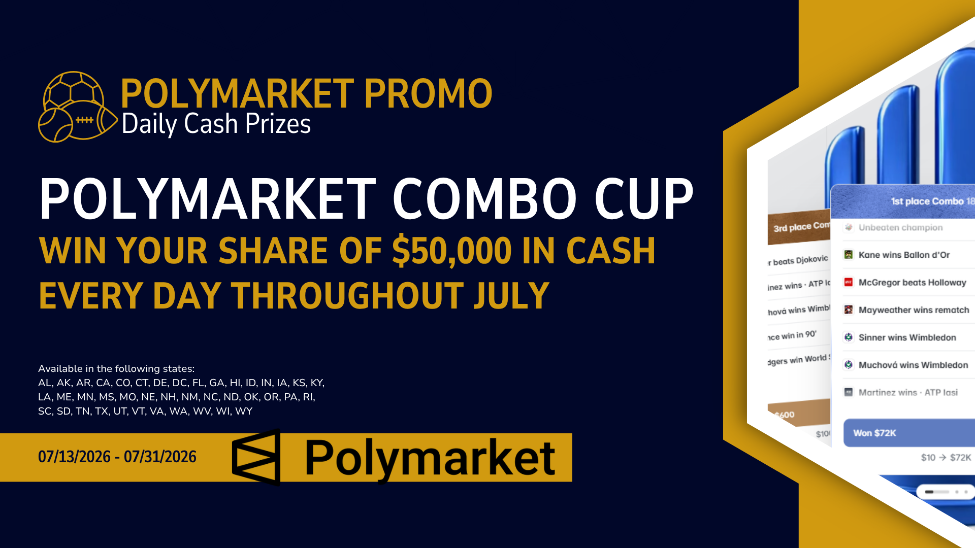 Promotion Polymarket The Combo Cup 50000 Daily Bonuses