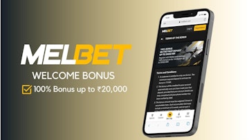 Image with a mock up showing Melbet bonus