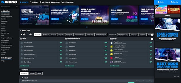 Rhino Bet home screenshot
