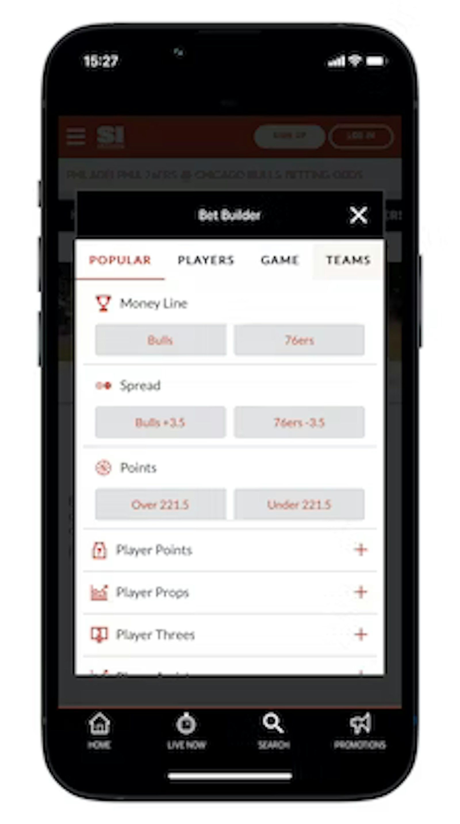 SI Sportsbook Bet Builder