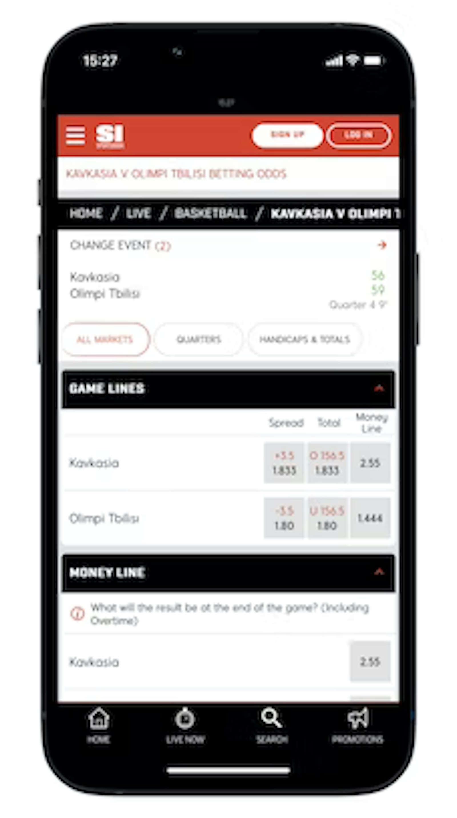 SI Sportsbook Live Betting