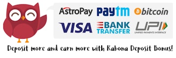 Owlie showing different payment methods to deposit on Rabona