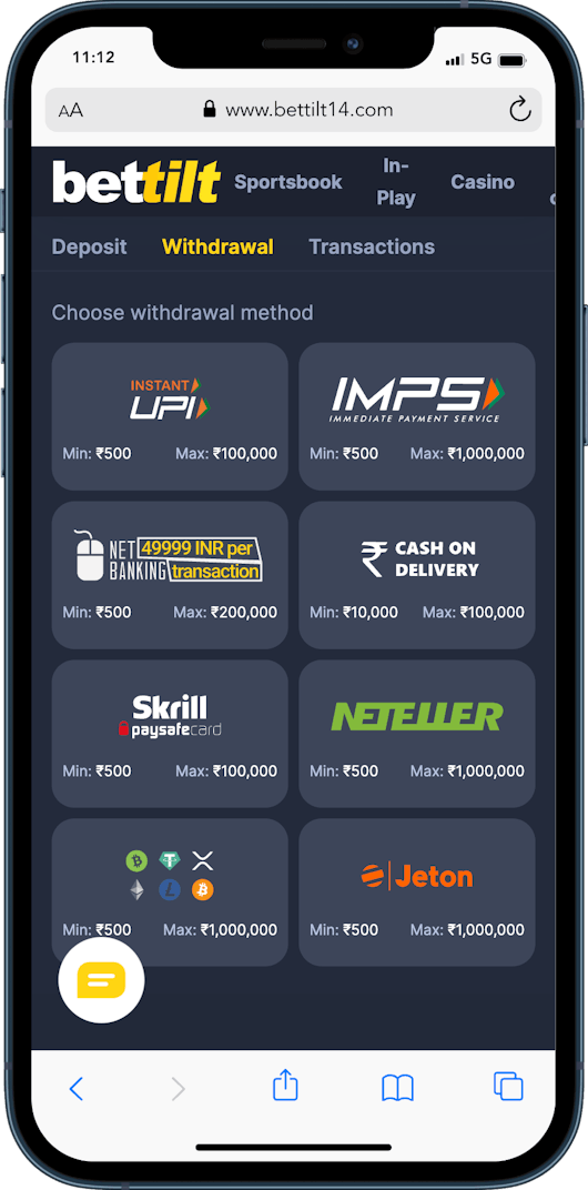 Bettilt withdrawal options