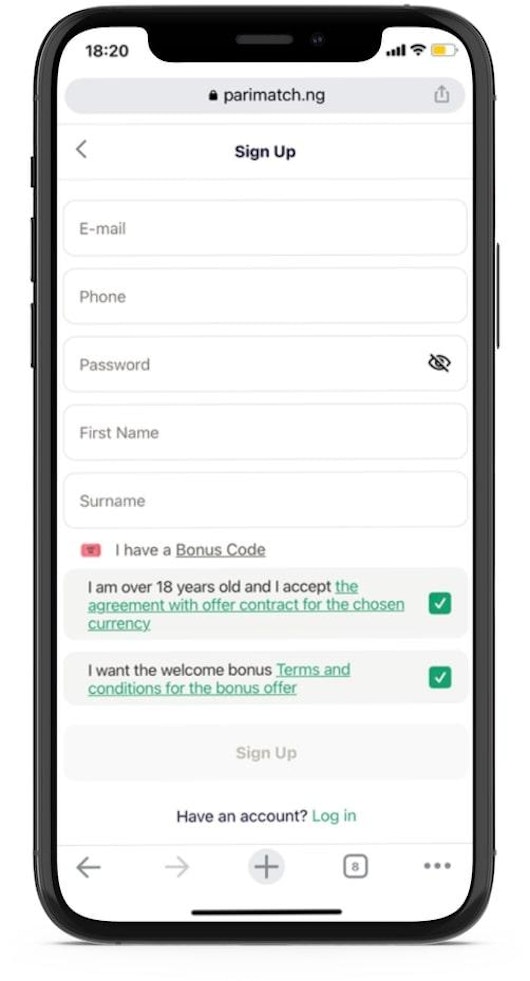 Parimatch sign up